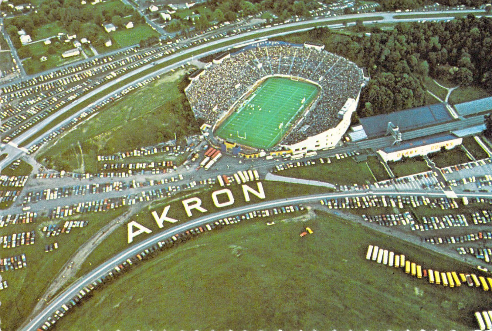 University of Akron OH Rubber Bowl Stadium Aerial View Postcard 4×6 C67
