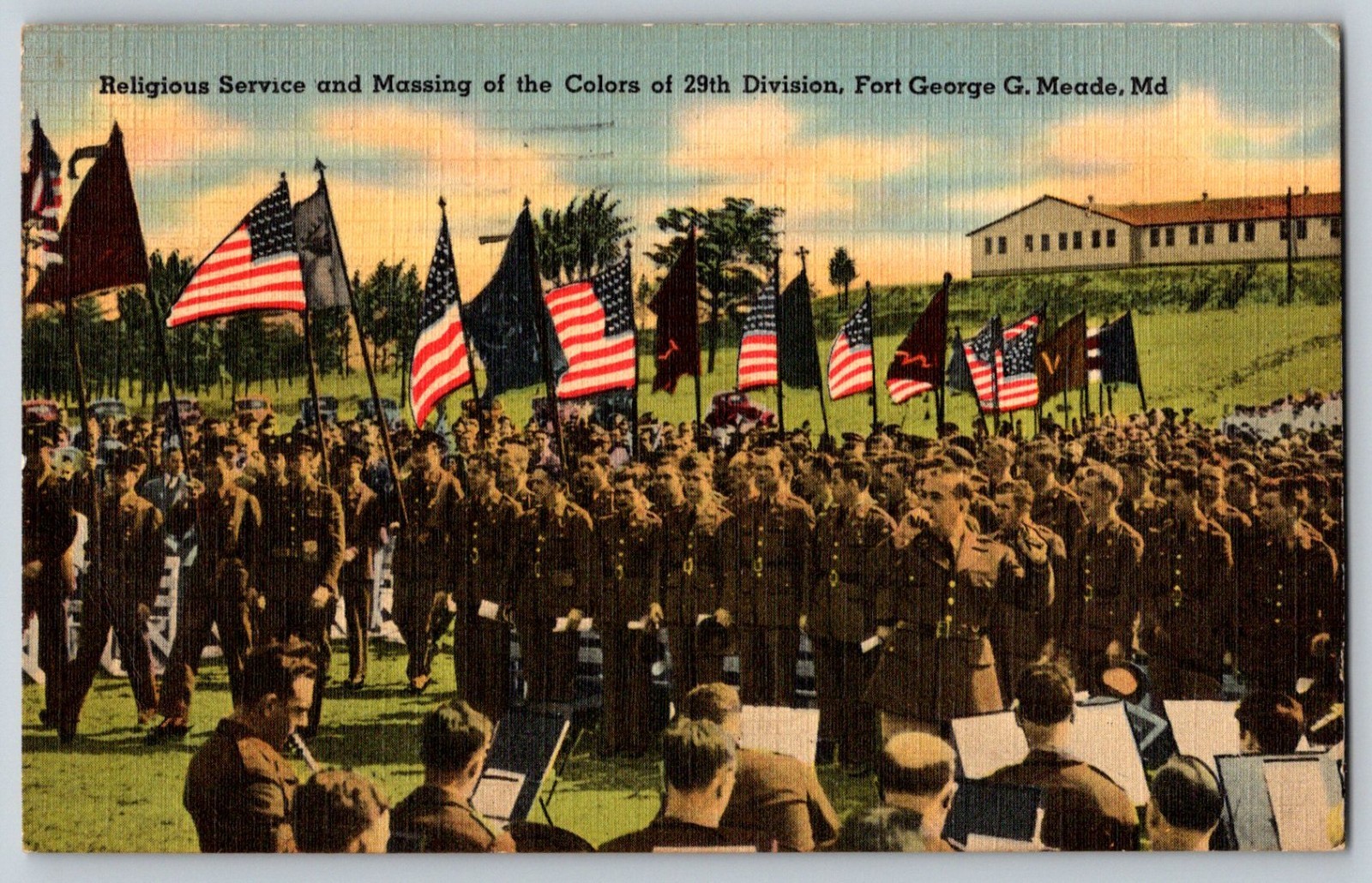1941 WWII Postcard Fort Meade MD 29th Div 175th Infantry Soldier Message “Dutch”