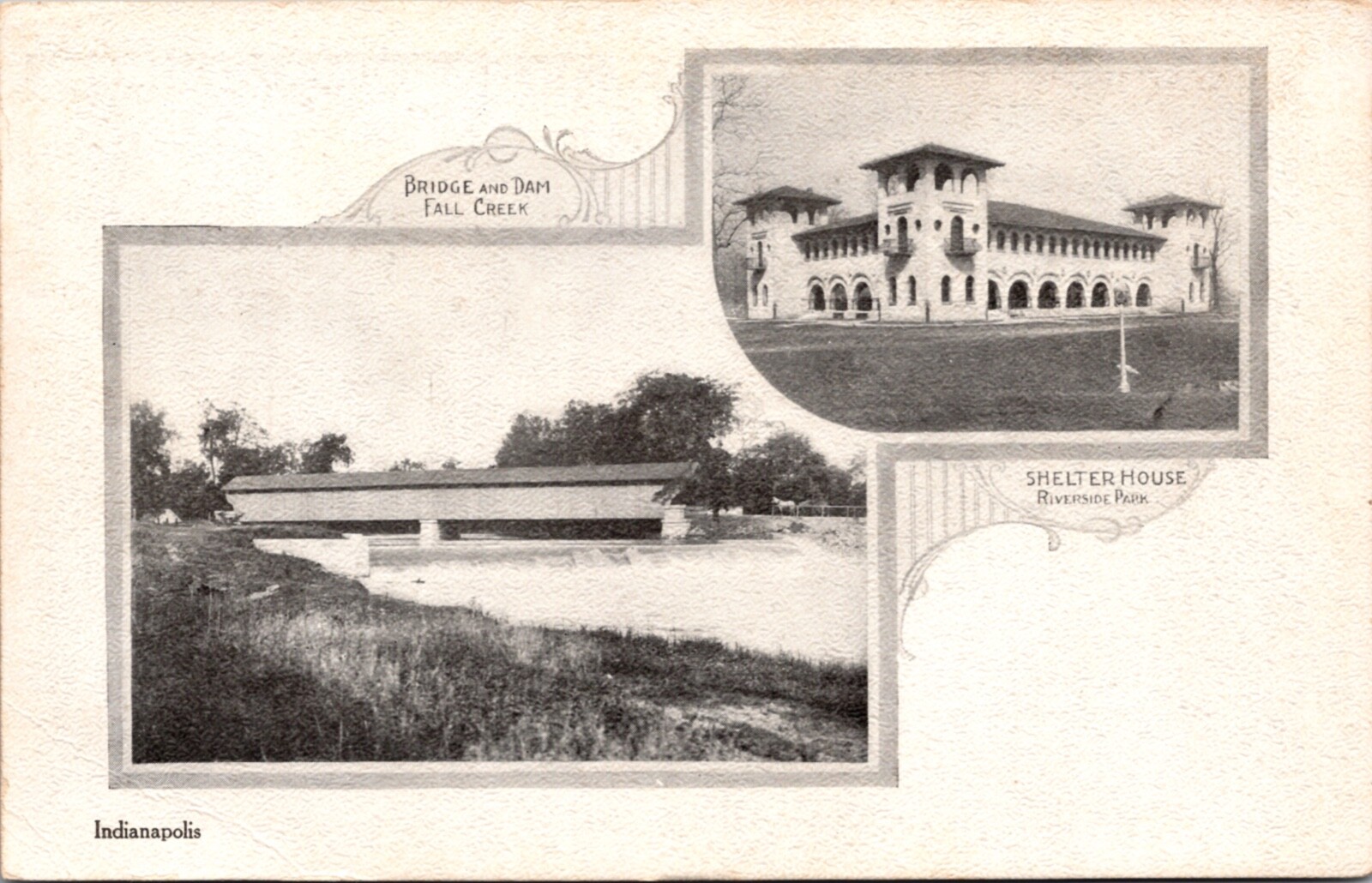 PC Bridge and Dam Fall Creek, Shelter House Riverside Park Indianapolis Indiana