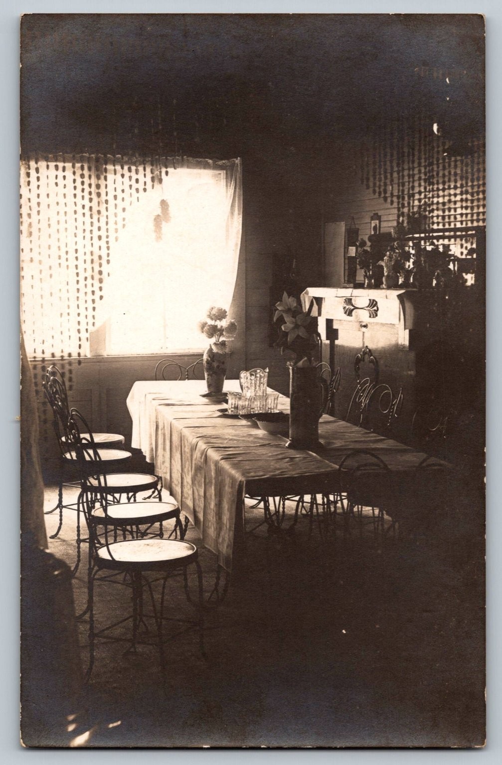 Vintage Sepia Campbell’s Restaurant Interior Postcard, Circa Early 1900s RPPC