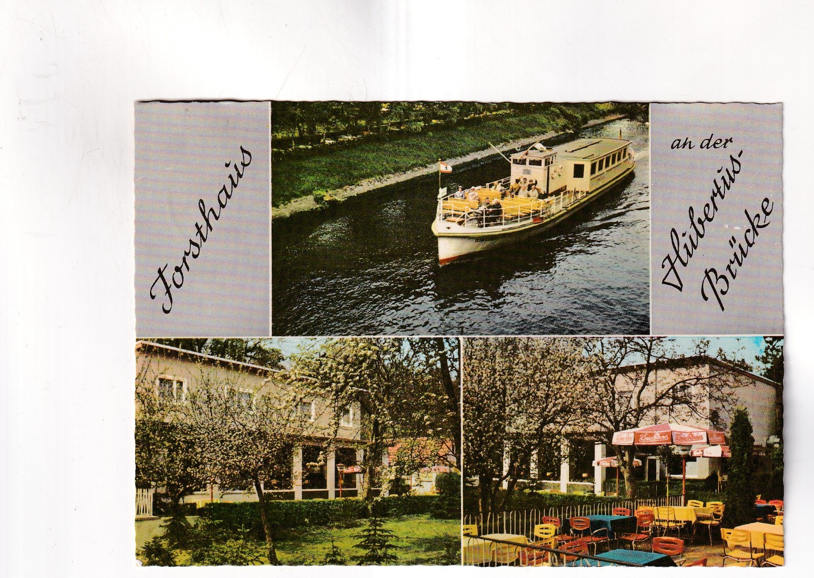 F3660) BERLIN WANNSEE postcard Forsthaus Hubertusbrücke 1973 ship