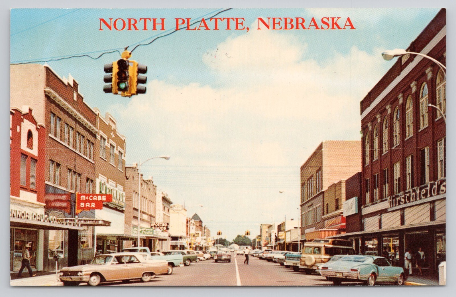 North Platte NE Nebraska Street Scene c1970s Cars Lincoln County Postcard