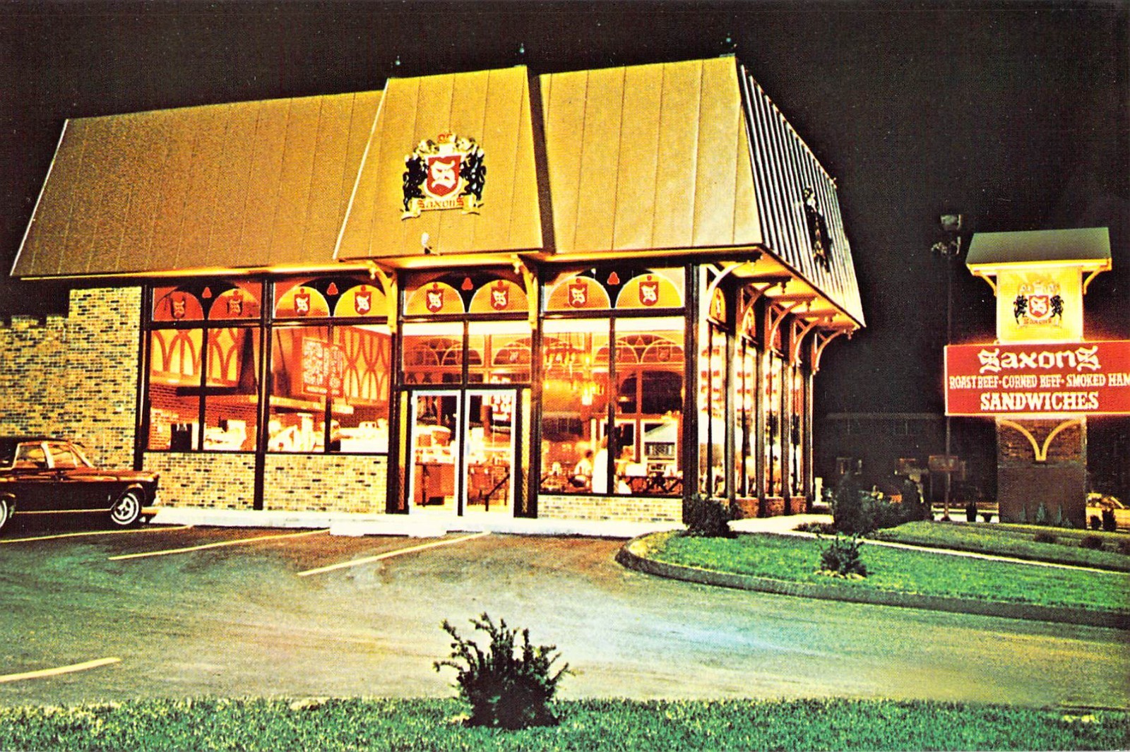1968 OH Columbus Saxons Vintage Roast Beef Sandwich Shop night 6×9 Big Postcard