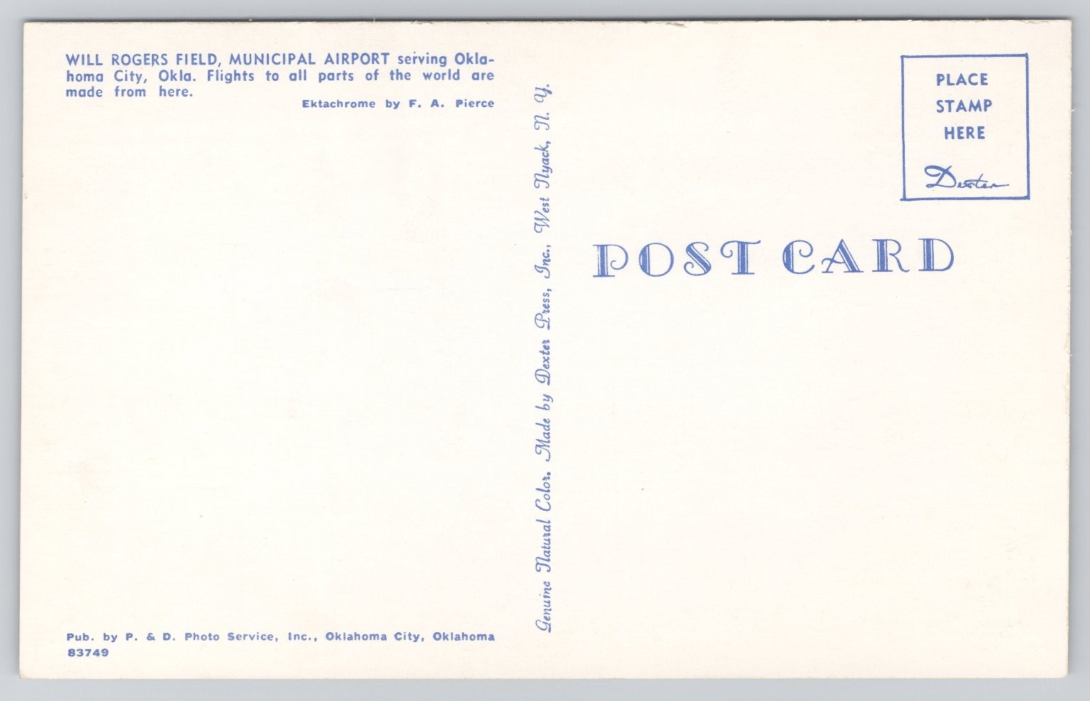 Will Rogers Field Airport Oklahoma City OK American Airlines Postcard 1950s