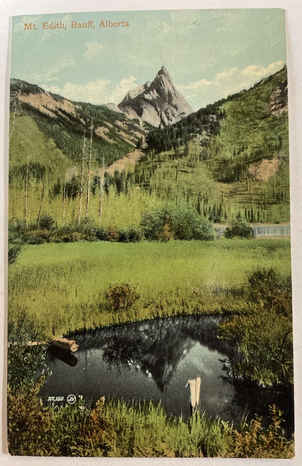 1910c Banff Mt Edith Alberta Canadian National Park Beautiful Colored Postcard