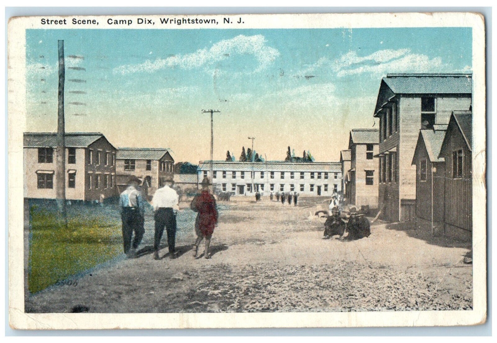 1918 Street Scene Camp Dix Wrightstown New Jersey NJ WW1 Antique Postcard
