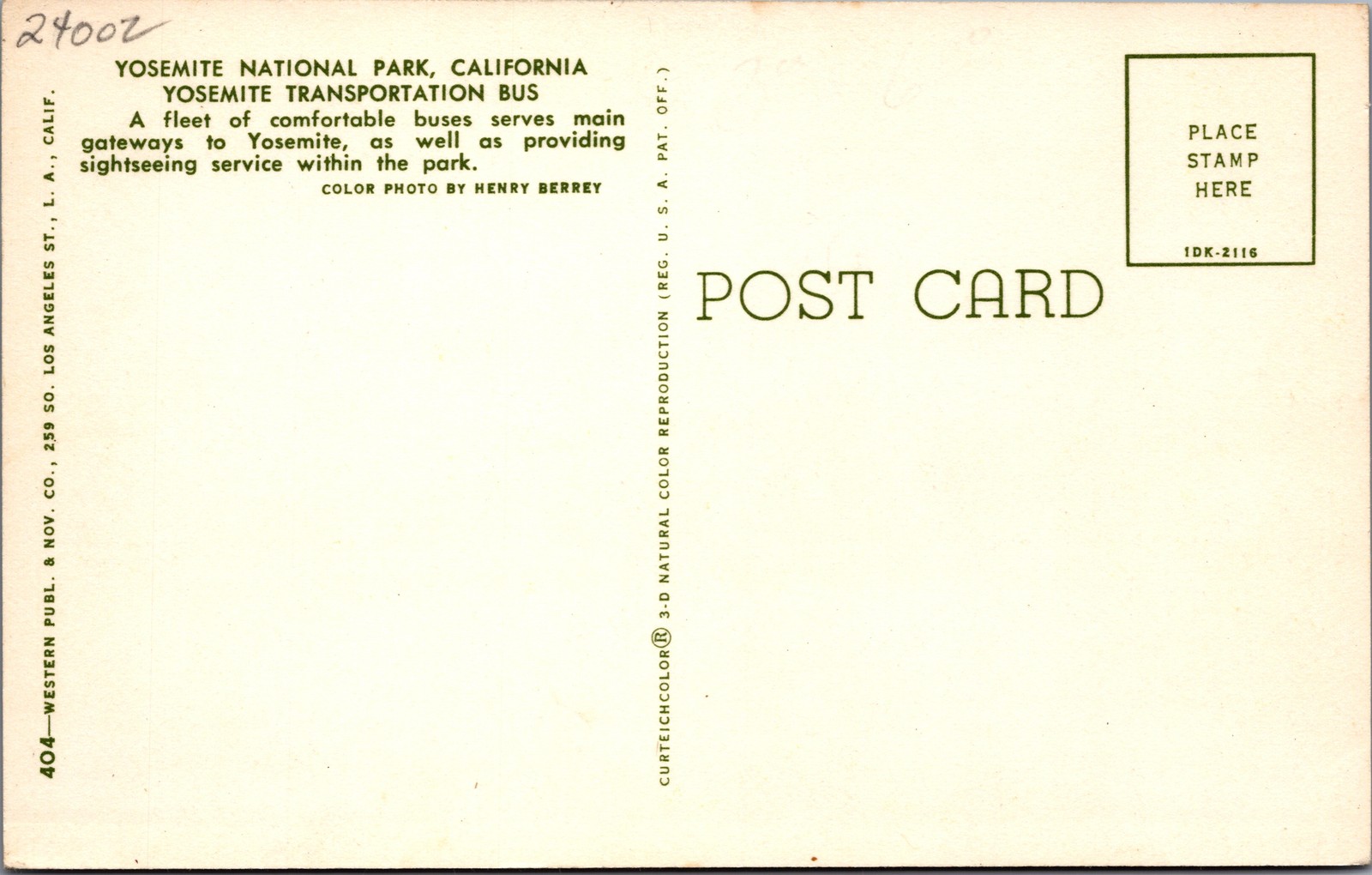 Yosemite Transportation System Bus El Capitan CA Chrome Postcard Curteich