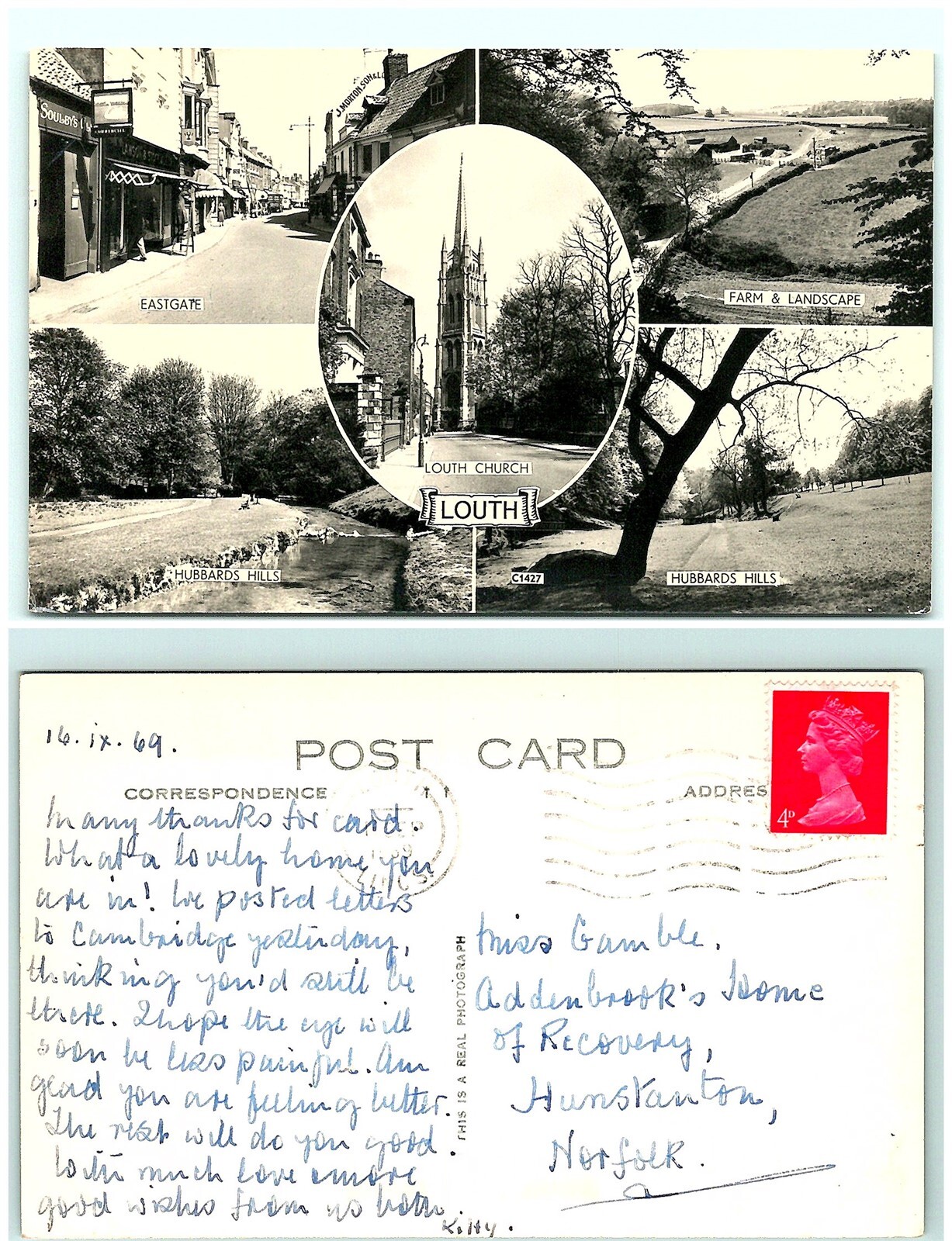 S03-1969, LOUTH, UK 1960S POSTMARKED, REAL PHOTO RPPC