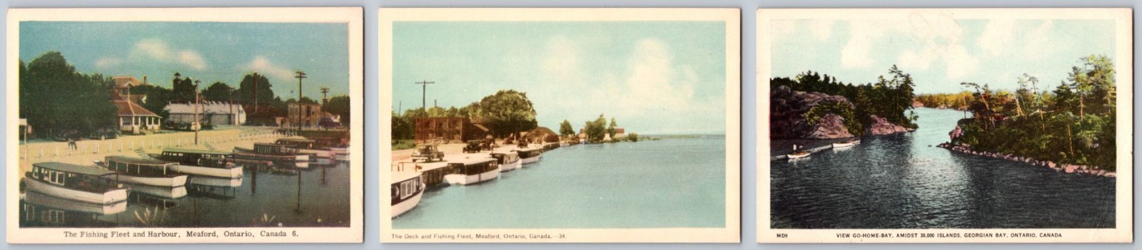 Meaford Ontario Canada Fishing Fleet Harbour Go-Home-Bay Vintage Postcard Lot 3