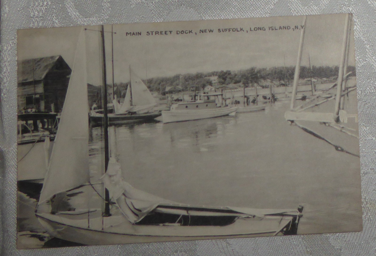 Vintage Postcard – Main St Dock New Suffolk Long Island, New York