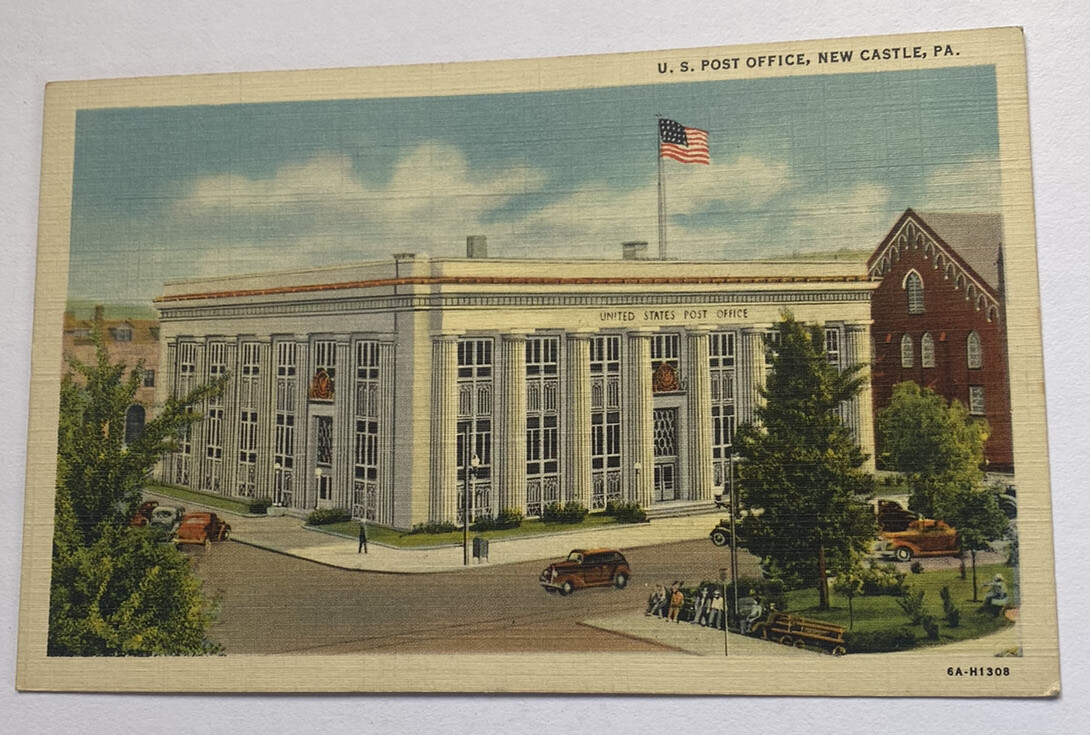 Vintage Linen Postcard ~ US Post Office ~New Castle Pennsylvania PA