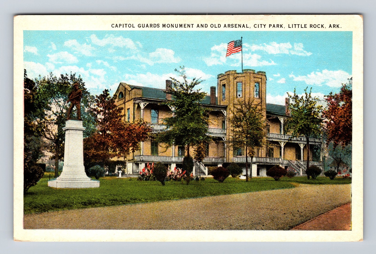 Little Rock AR-Arkansas Guards Monument Old Arsenal City Park Vintage Postcard