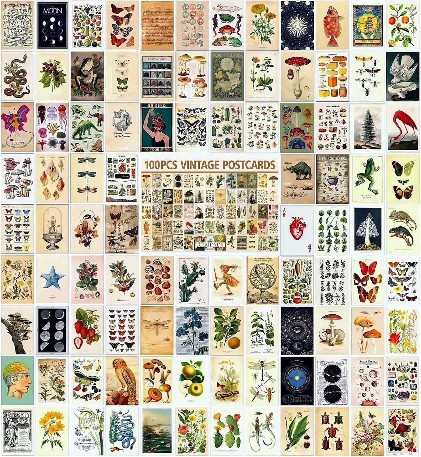 100 PCS Vintage Postcard Set,Post Cards for Mailing 4X6 Retro Style