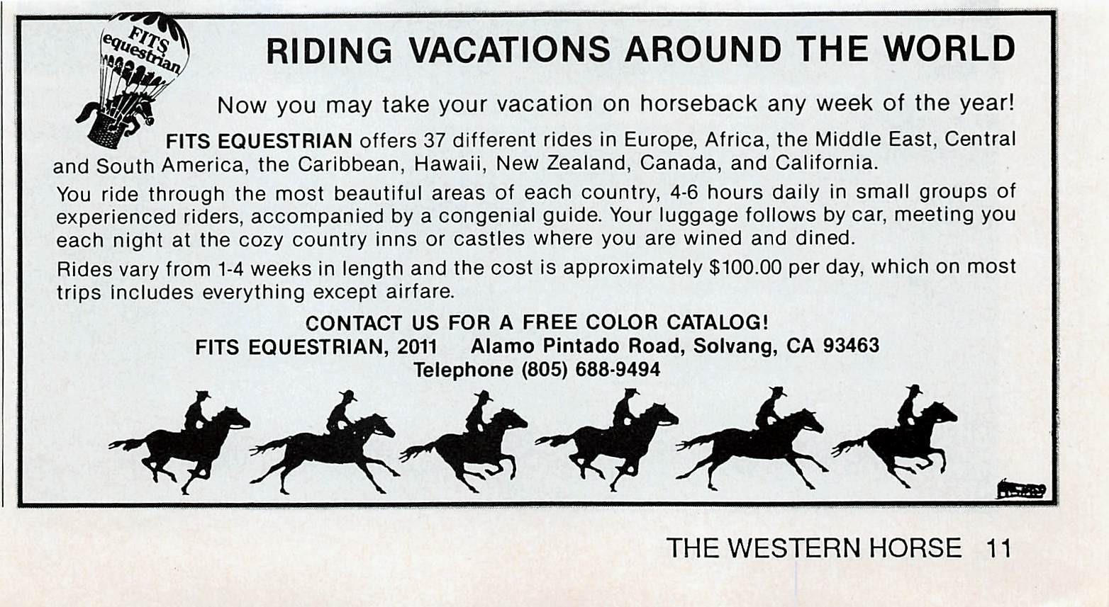 Fits Equestrian Riding Vacations Around The World Solvang CA Vtg Mag Print Ad