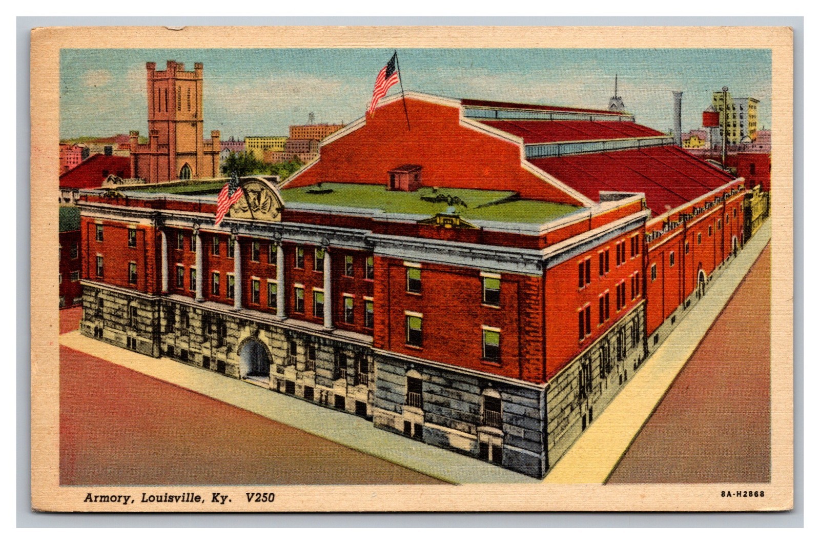 Louisville Kentucky KY Armory Bird’s-Eye View Posted 1953 Linen Postcard