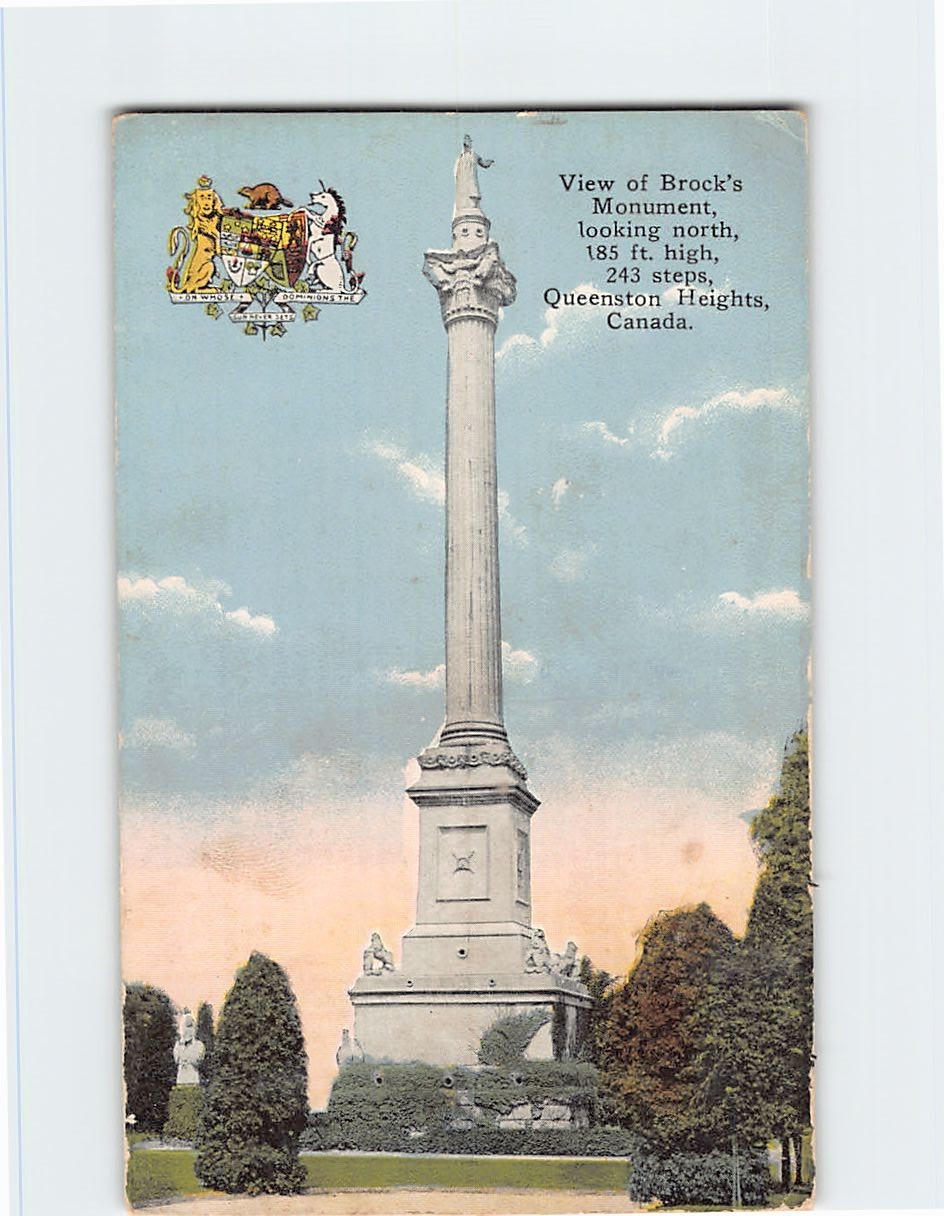 Postcard View of Brocks Monument looking north Queenston Heights Canada