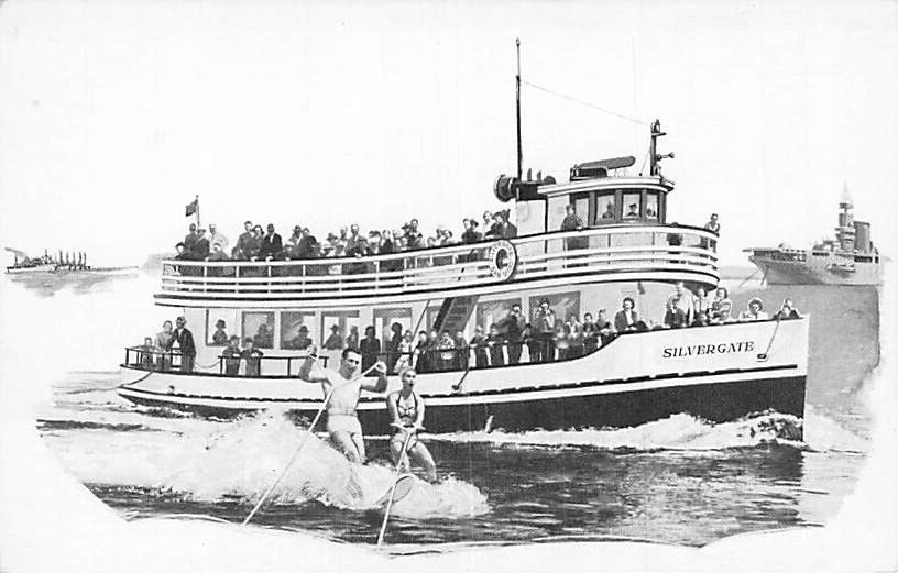 Postcard CA: Excursion Boat Silvergate, San Diego, California, B&W Photo