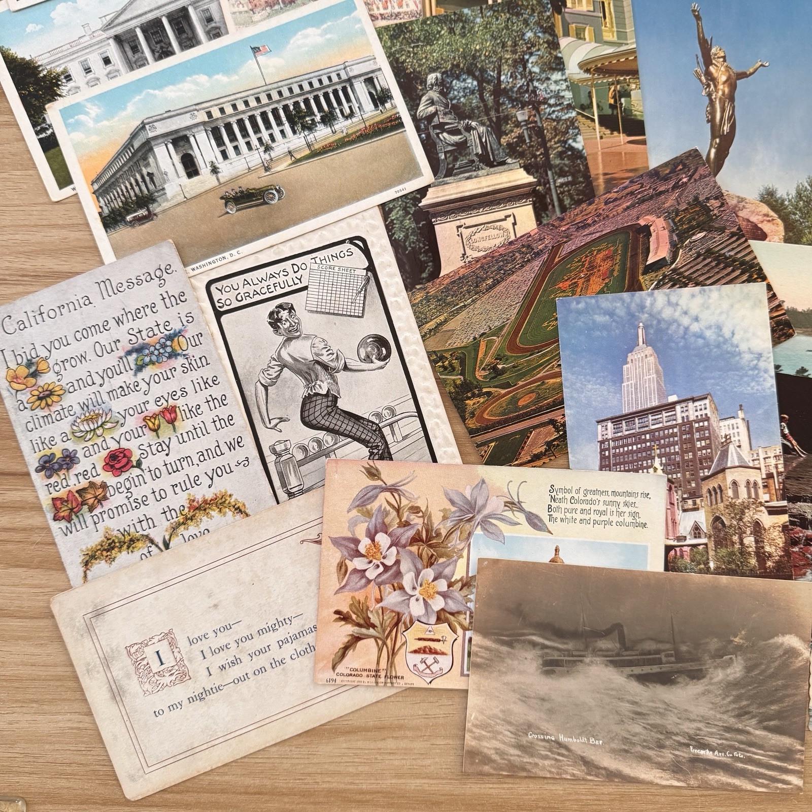 Vintage Antique Postcard Lot 60+ Paper Photos Early 1900’s – 1950’s NYC DC USA