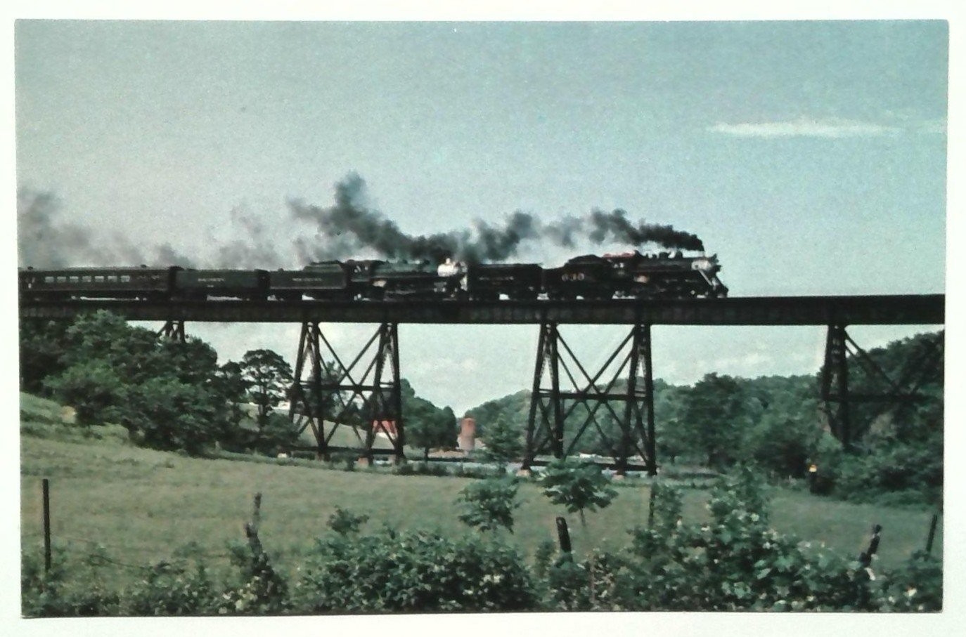 Southern 630 and 4501 Steam Locomotives on Virginia Rail Excursion Postcard