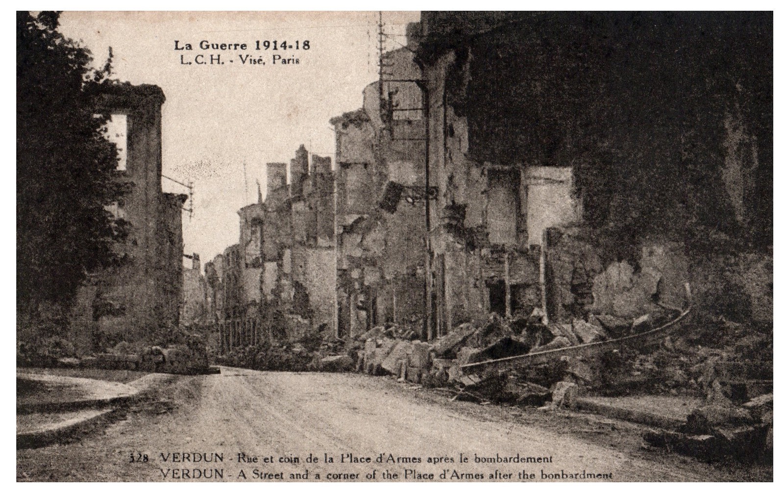WWI Verdun Bombardment Place d’Armes 1914-18 Historical Postcard