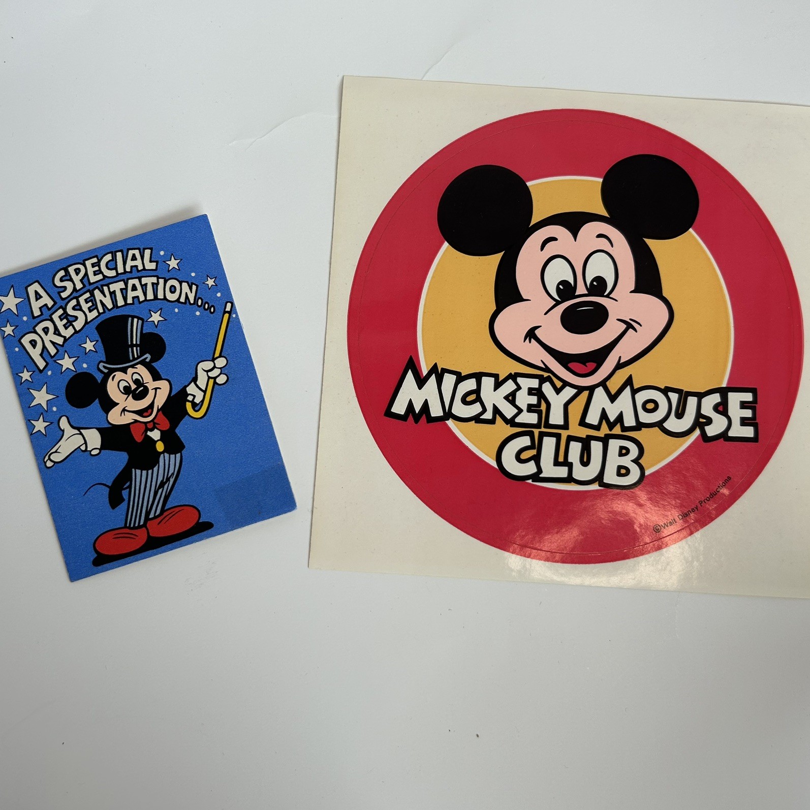 Walt Disney Productions Vintage Mickey Mouse Club Sticker with Mickey Card