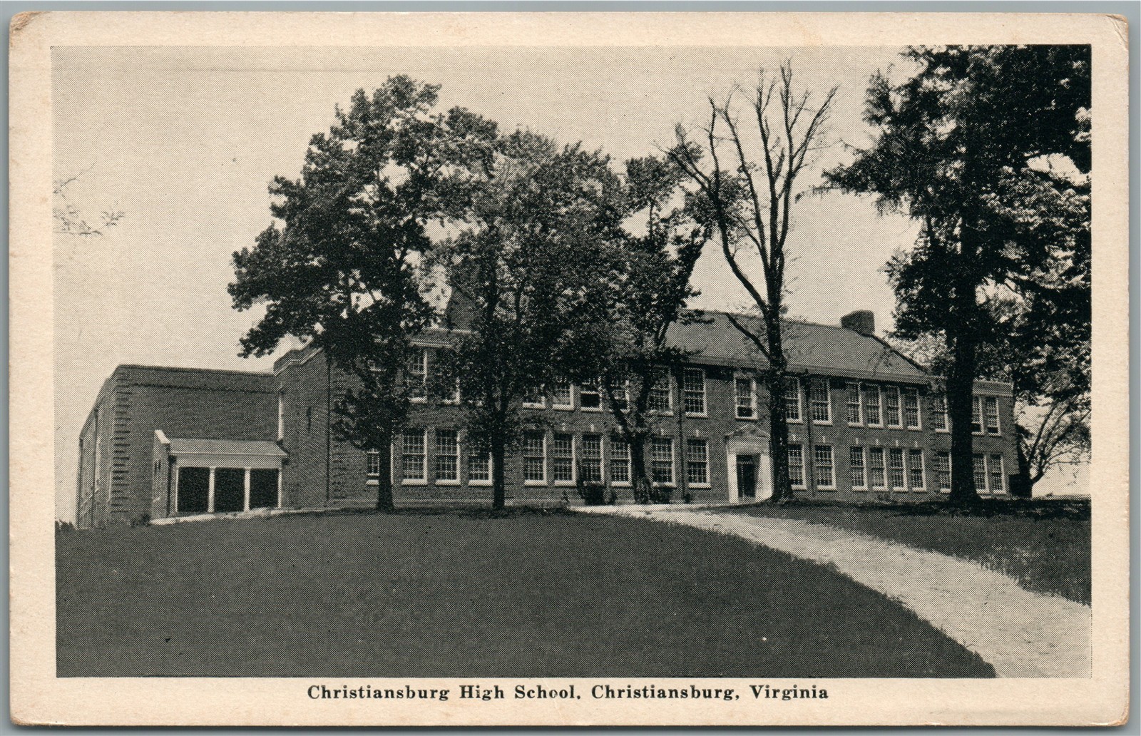 CHRISTIANSBURG VA HIGH SCHOOL ANTIQUE POSTCARD