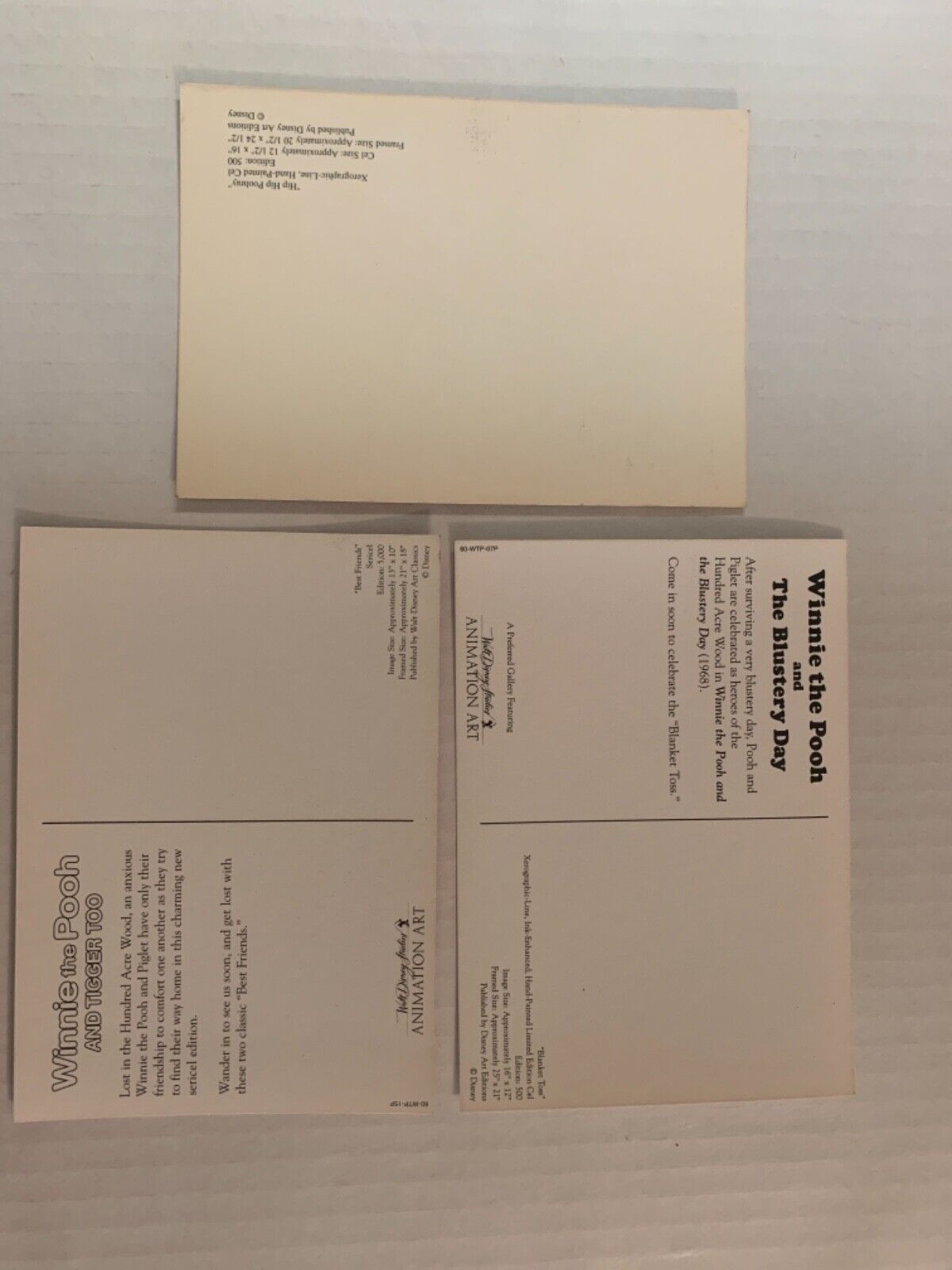 Disney Animation Art Postcards Winnie the pooh bear Lot of 3