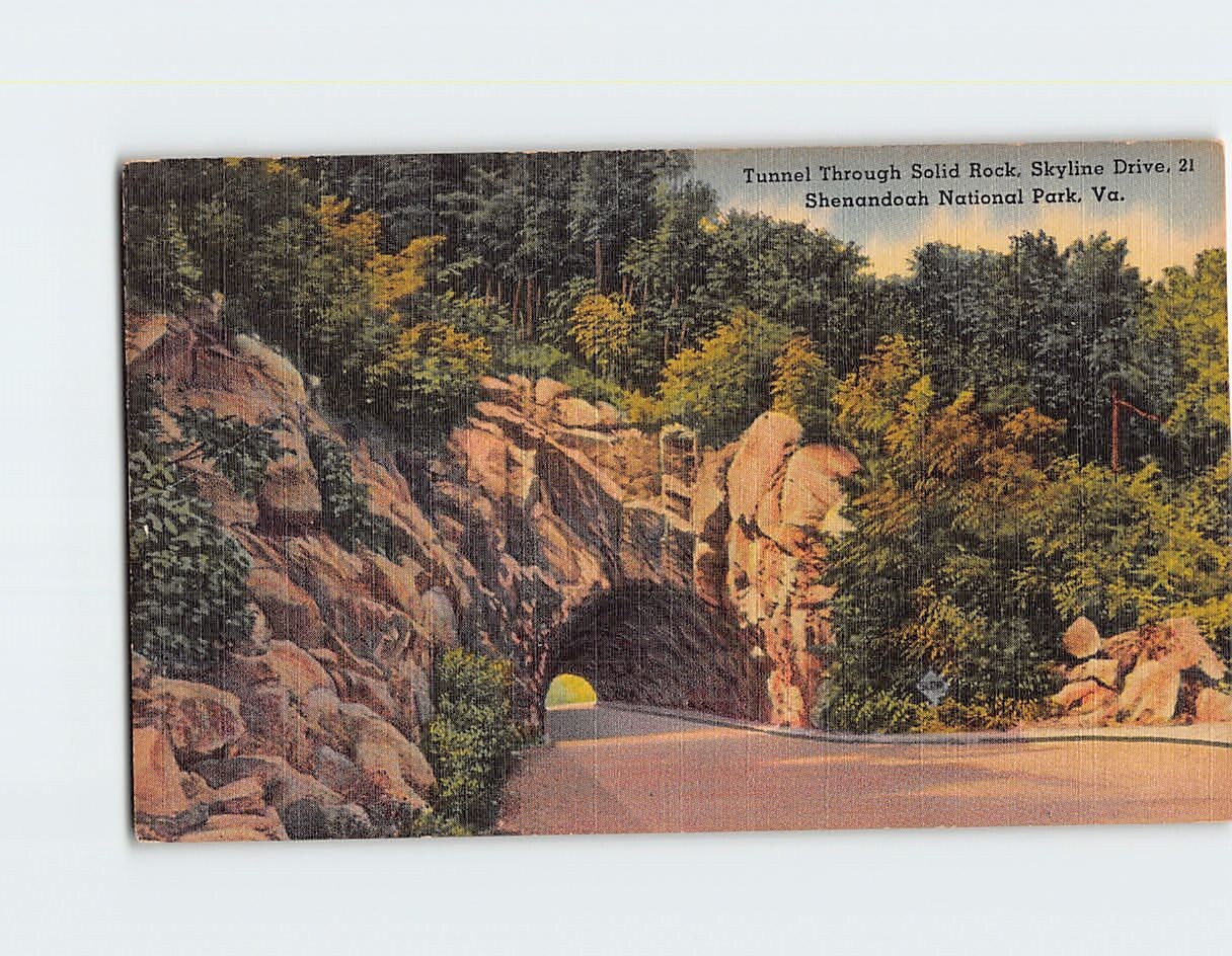 Postcard Tunnel through Solid Rock Skyline Drive Shenandoah Nat’l Park Virginia