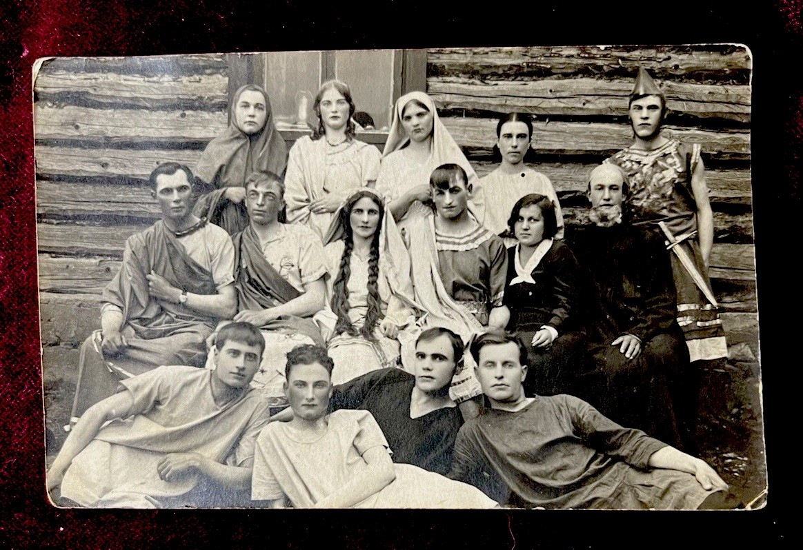 Antique c1920s RPPC Haunted Theater Halloween Costumes Creativity Artist