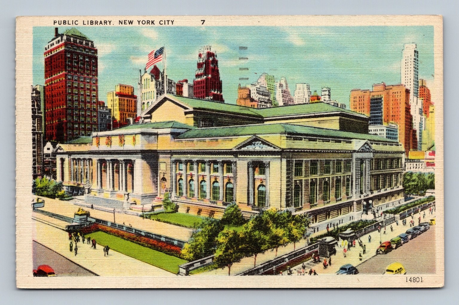Vintage New York Public Library Linen Postcard 1911 Landmark NYC