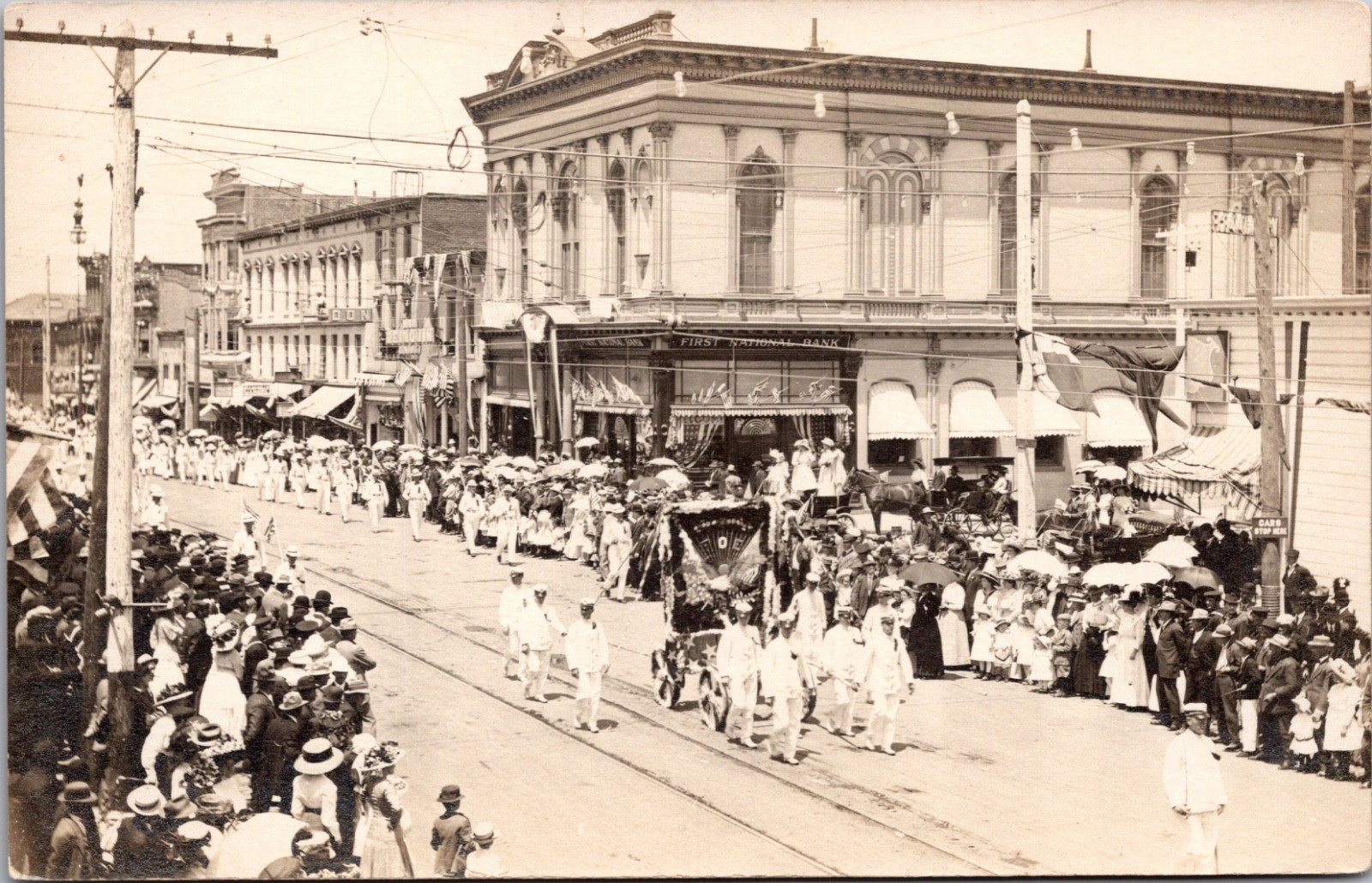 RPPC San Francisco California Parade First National Bank Downtown Scene