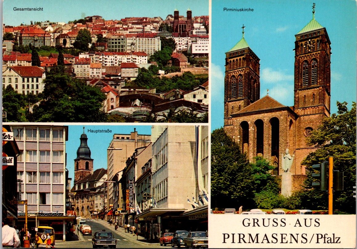 Pirmasens Rhineland Palatinate City Views Church Continental Postcard B687