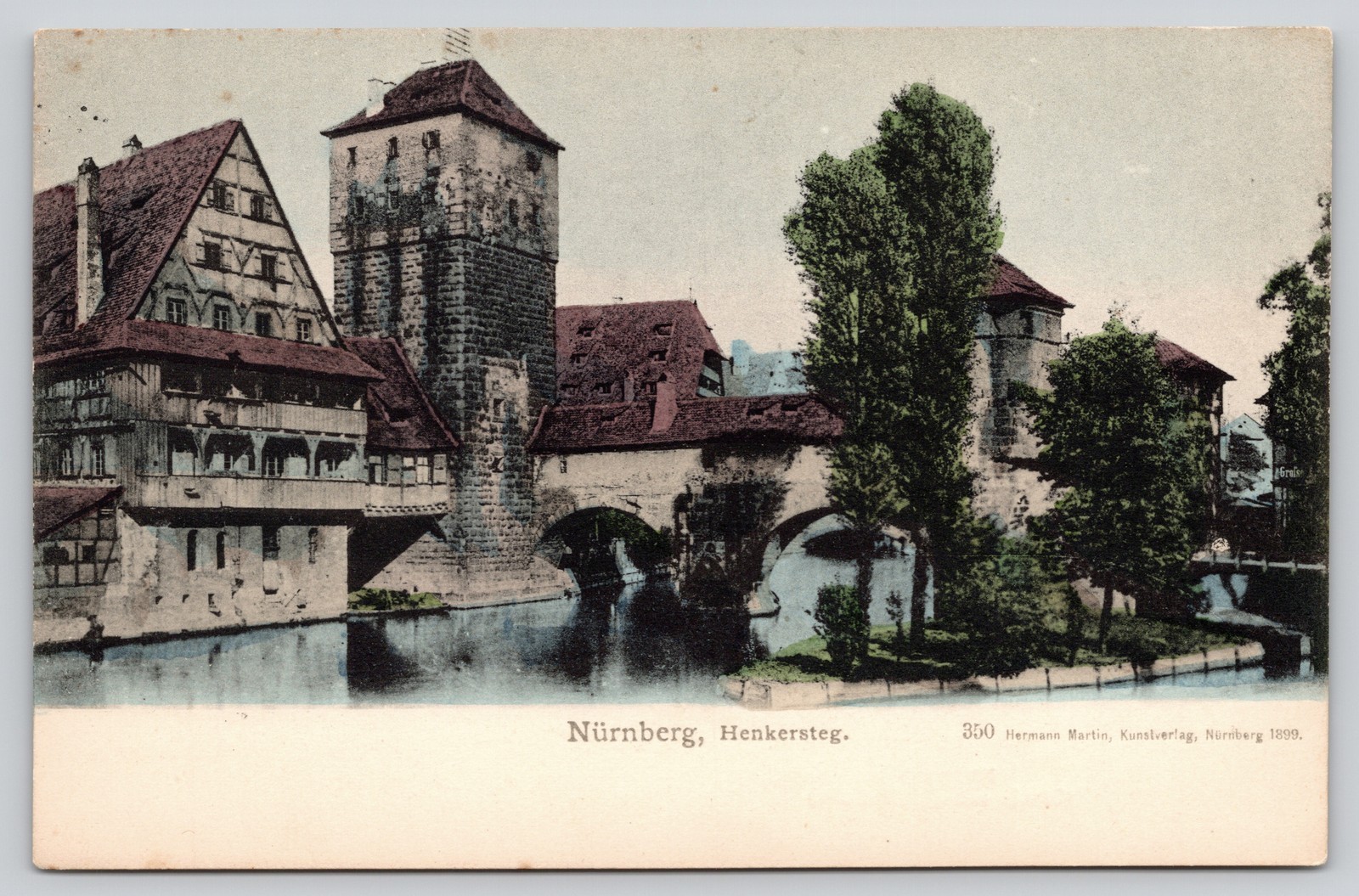 Henkersteg Pegnitz River Half-Timbered Houses Nuremberg Bavaria Postcard