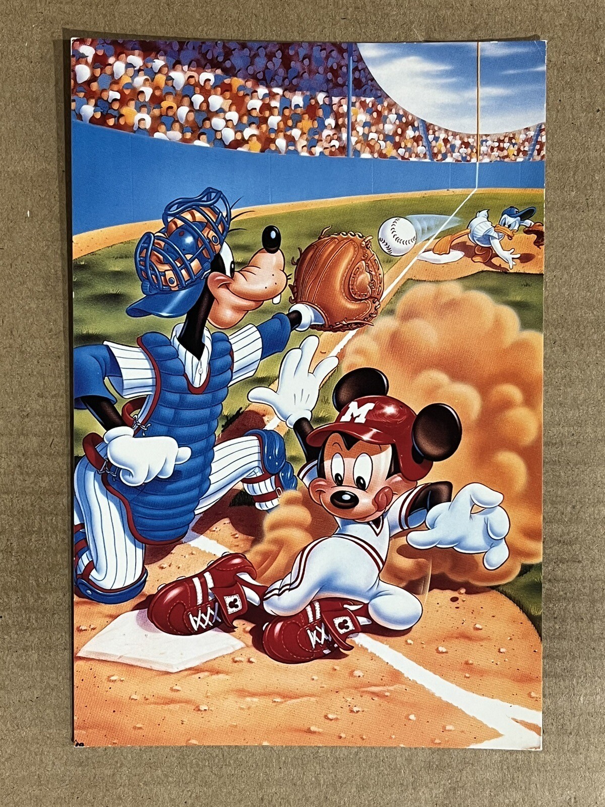 Postcard Disney Mickey Mouse Goofy Baseball Sports Catcher Mickey’s Collection