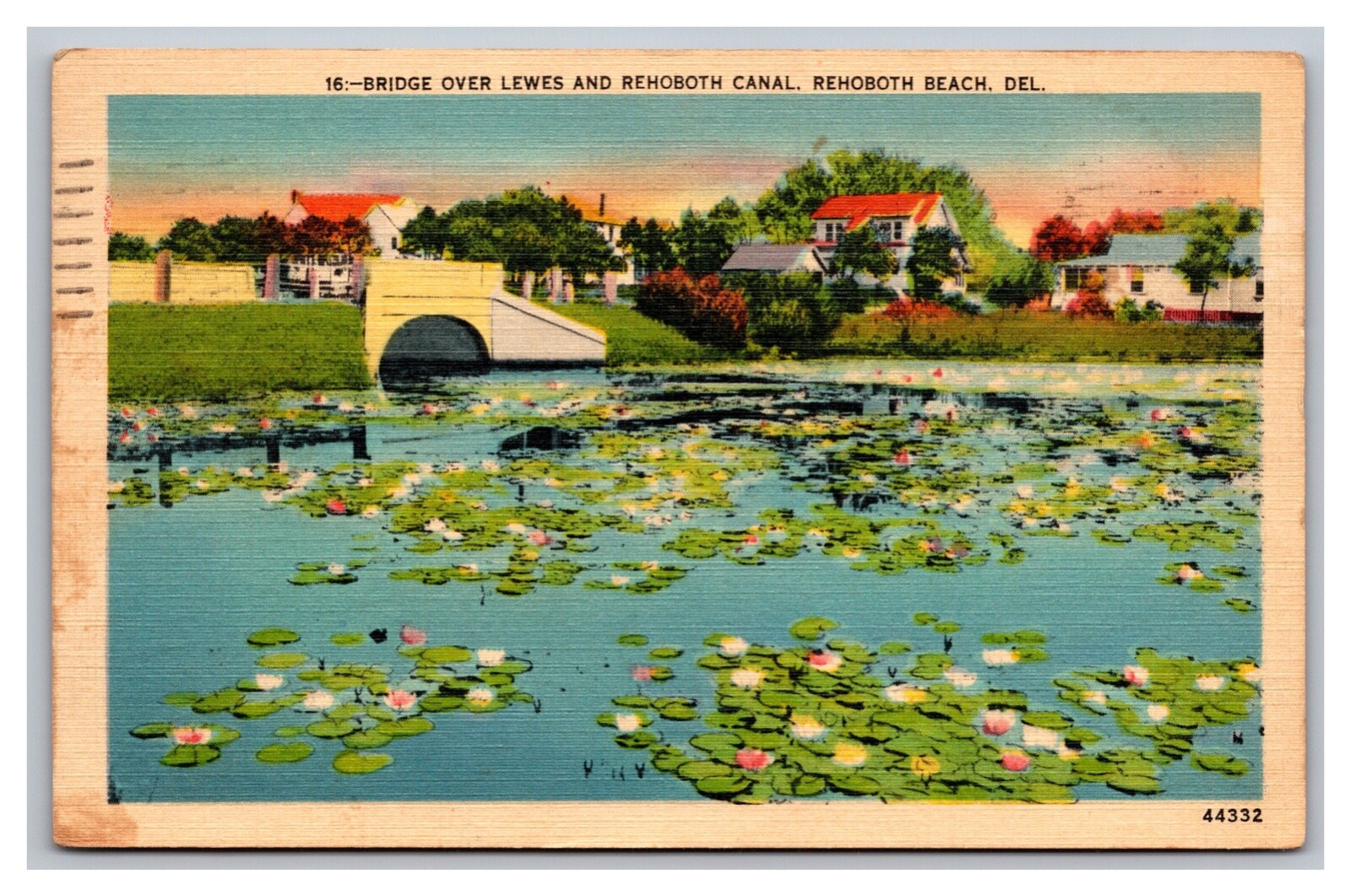 Rehobeth Beach DE Delaware Bridge Over Lewes Canal Linen Postcard Posted 1941