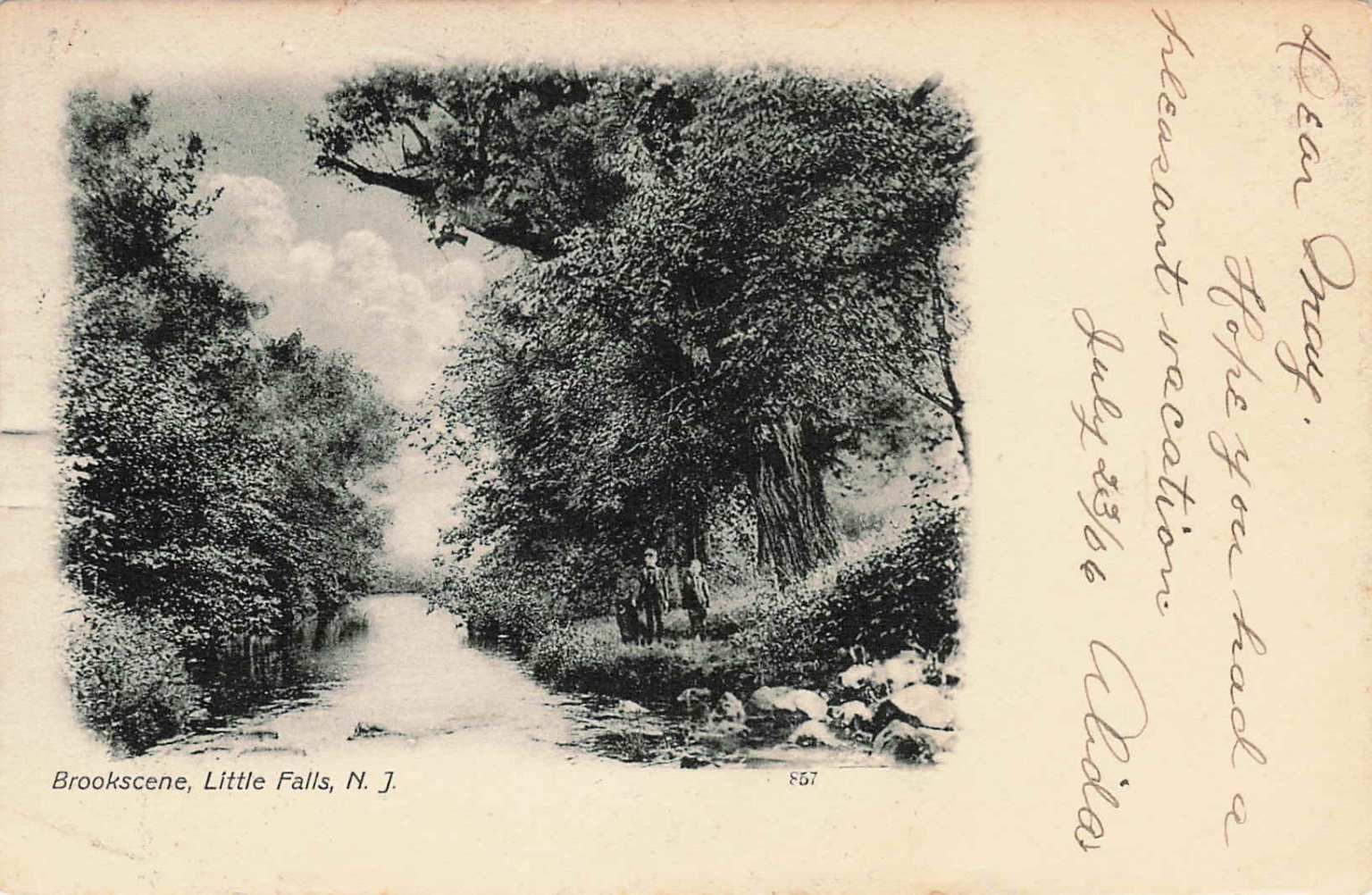 1906 Brookscene Little Falls NJ Postcard – Hackensack Postmark