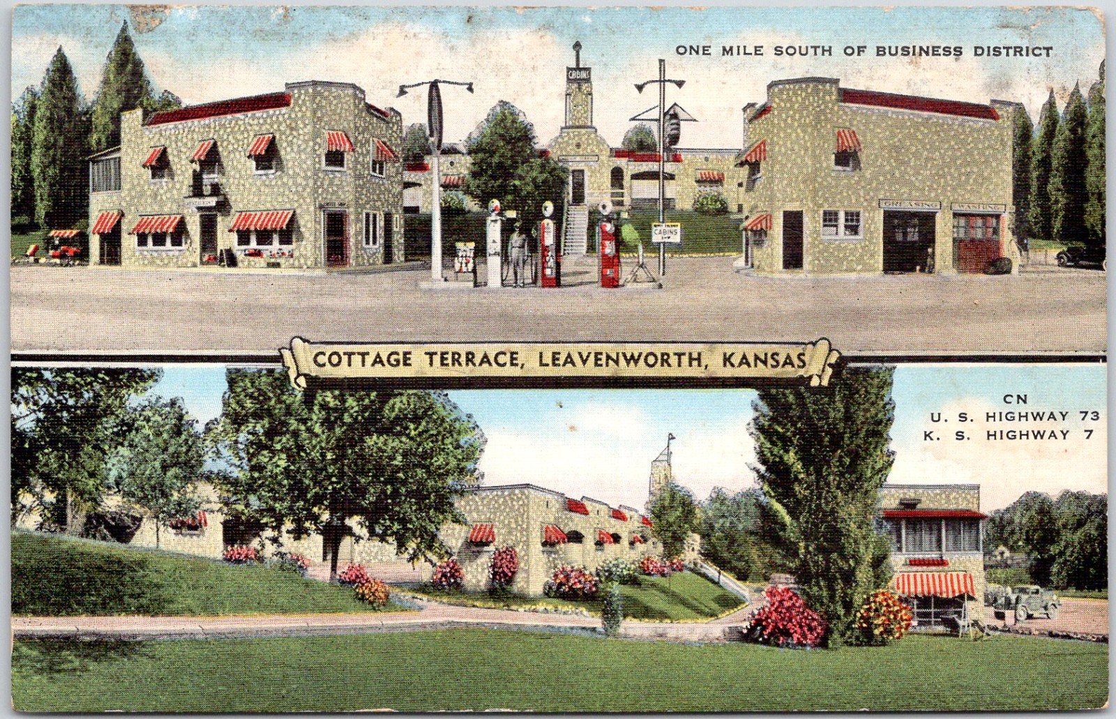 Cottage Terrace Leavenworth Kansas Linen Postcard E. C. Kropp