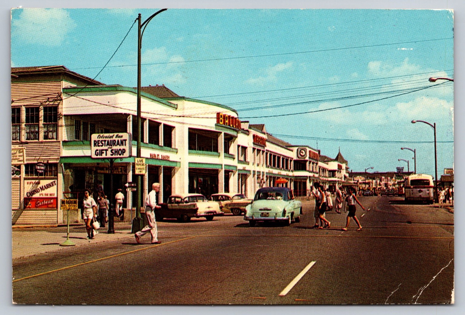 Vintage Hampton Beach NH Postcard Ocean Blvd Casino Market Cars 1950s 1960s