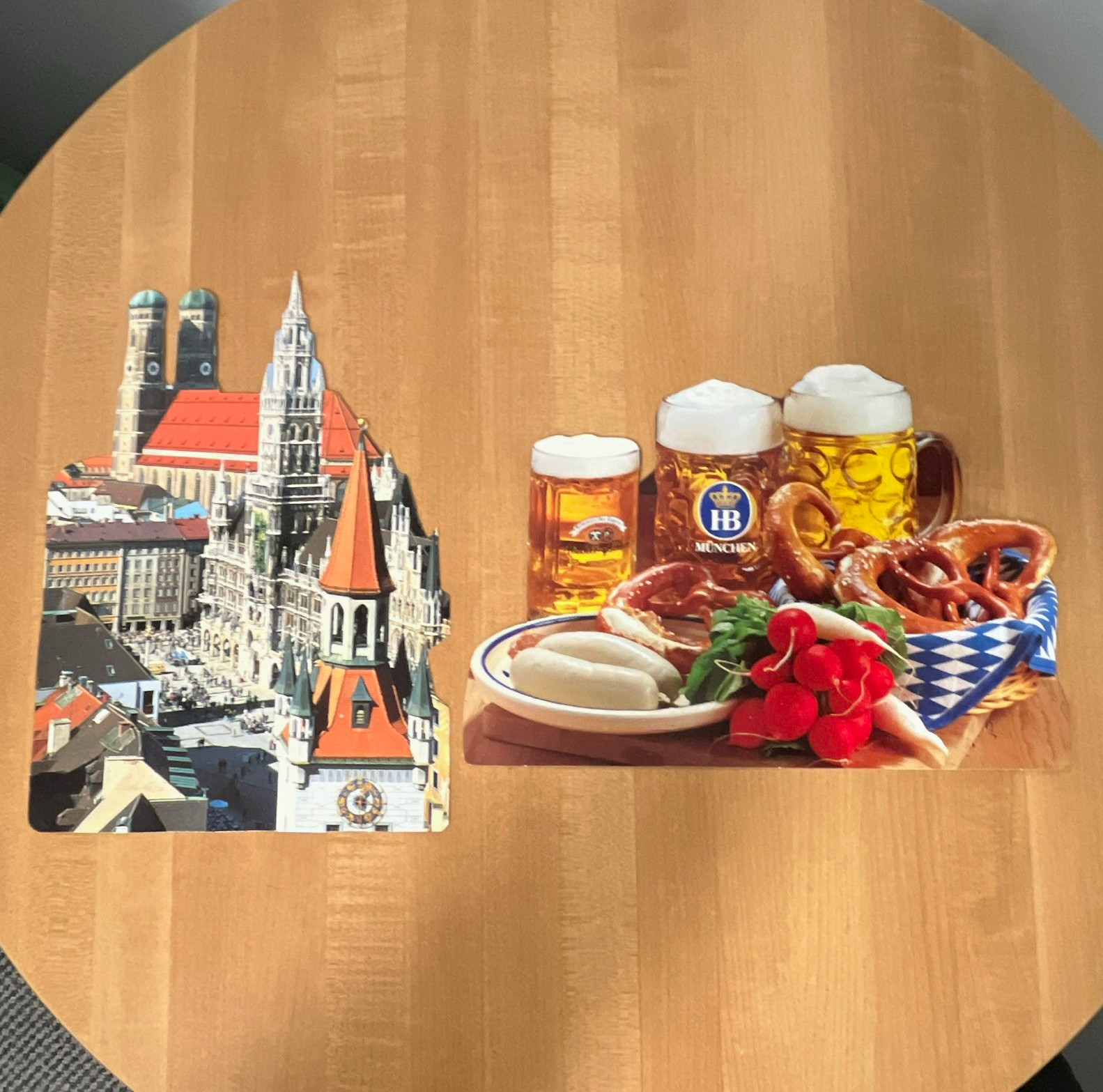 Vintage Set of 2 Die-Cut Postcards Munich Bavaria Unposted H.A. Fischer