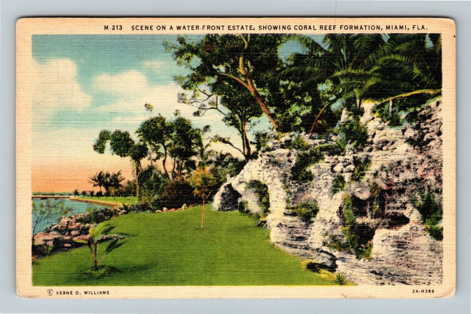 Miami FL-Florida, Scene On Water Front Estate, Coral Reef Vintagec1941 Postcard