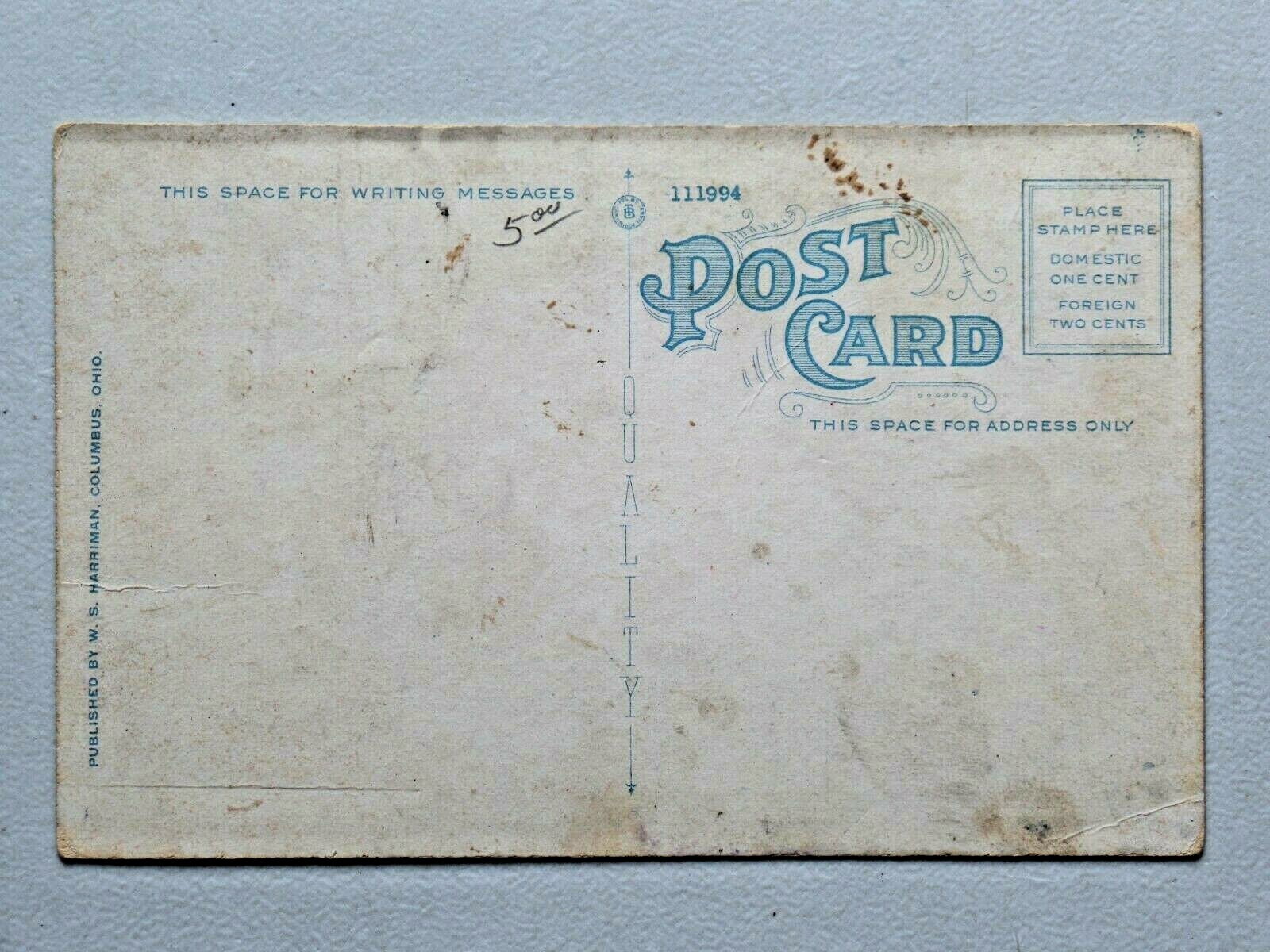New Cement Road Along Indian Lake, Russells Point OH White Border Postcard 5090