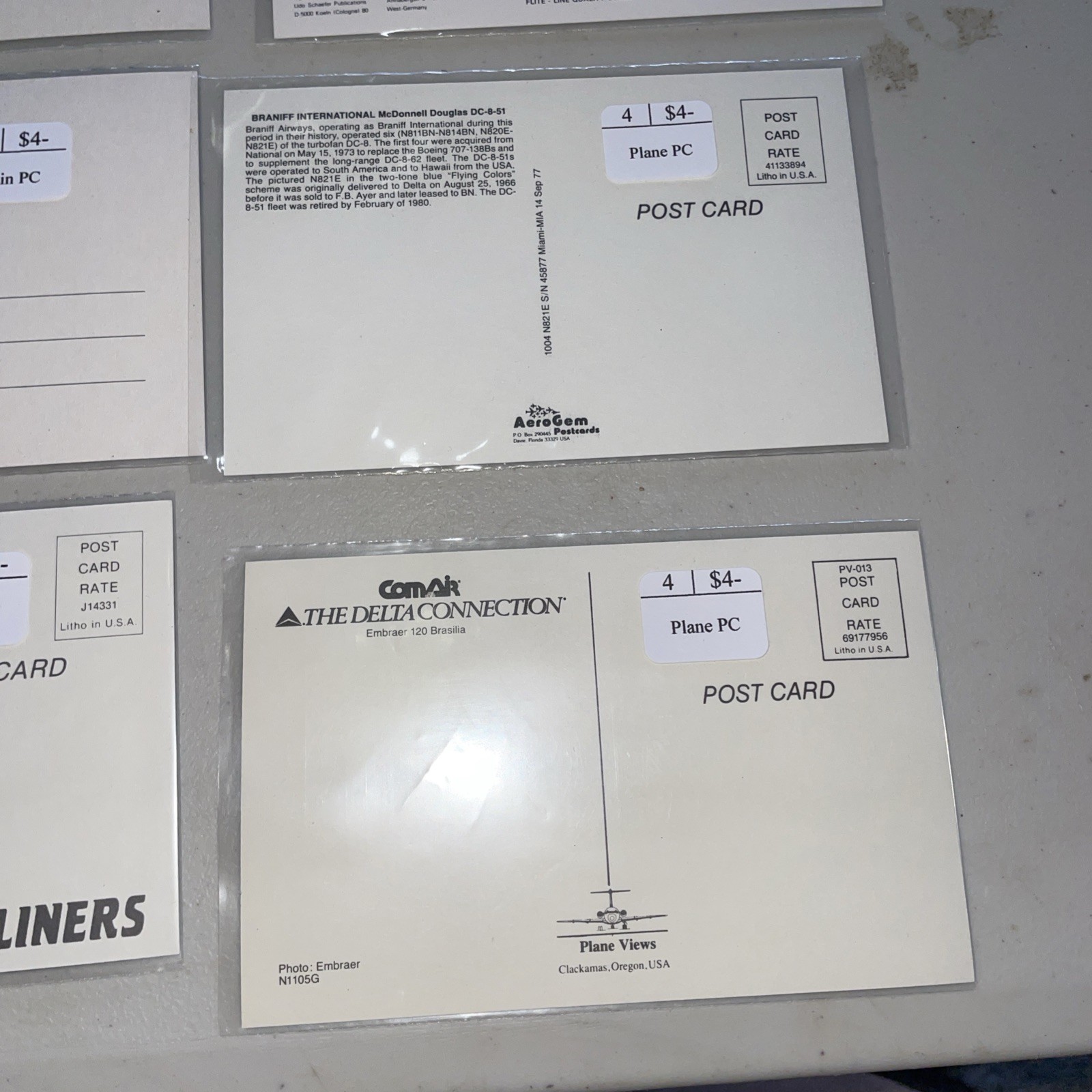 9 Vintage Airplane Airline Postcards – Standard Size Chrome – Unused