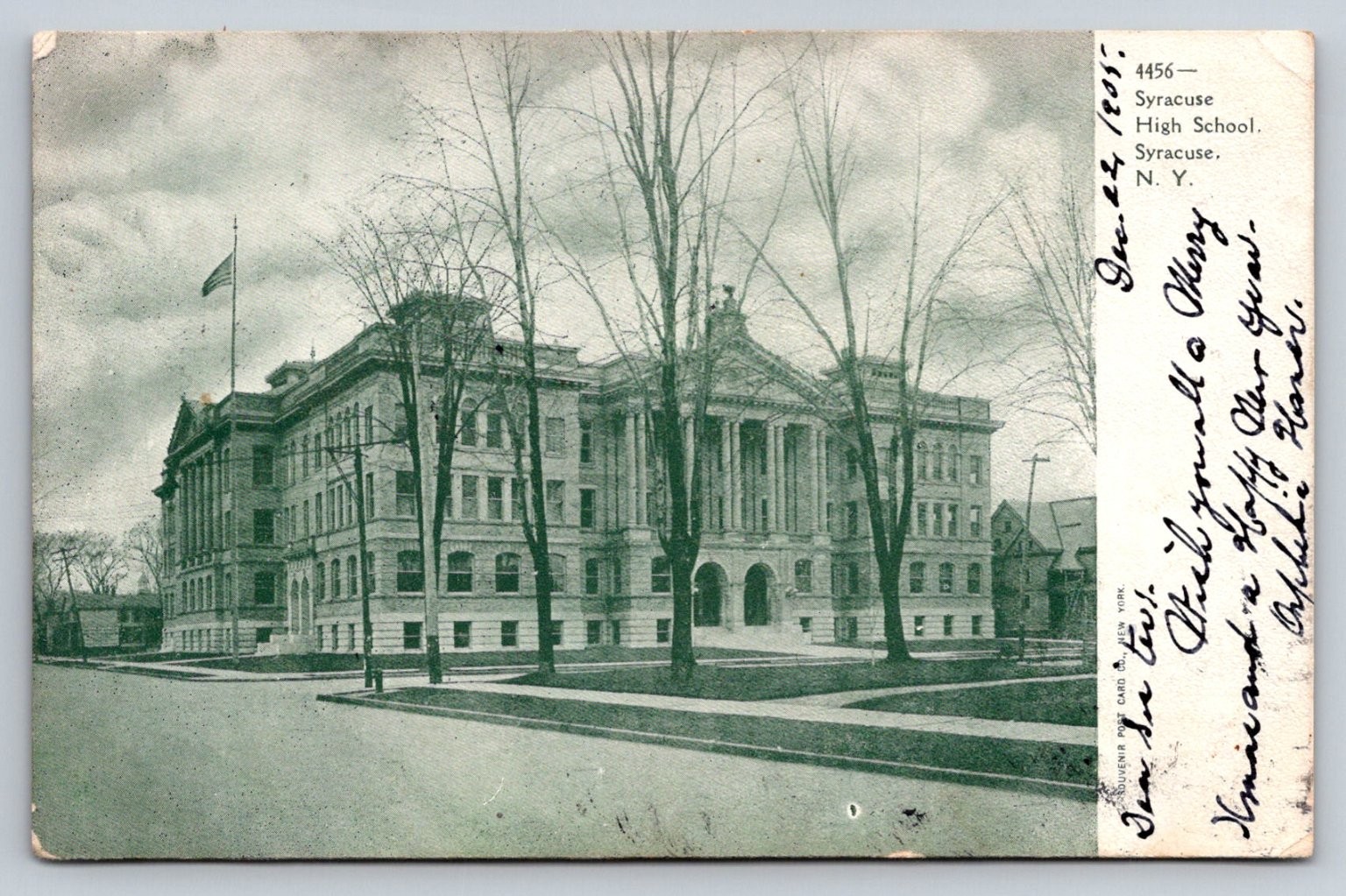 1905 Syracuse High School NY Vintage Postcard – Early 20th Century Architecture