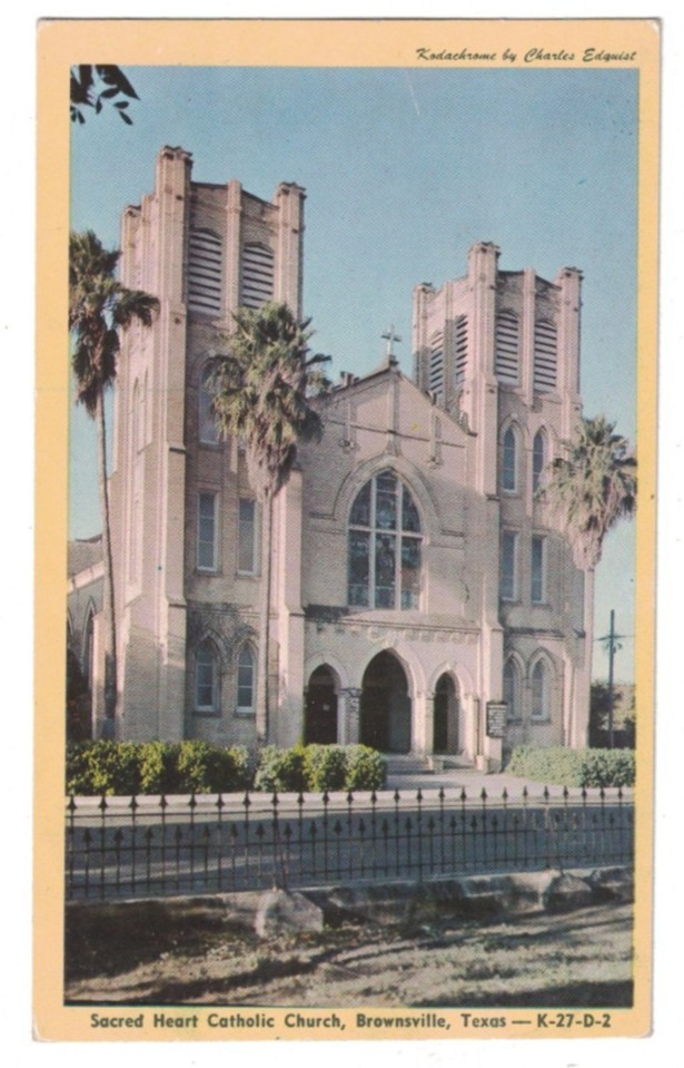 ANTIQUE SACRED HEART CHURCH BROWNSVILLE TEXAS POSTCARD