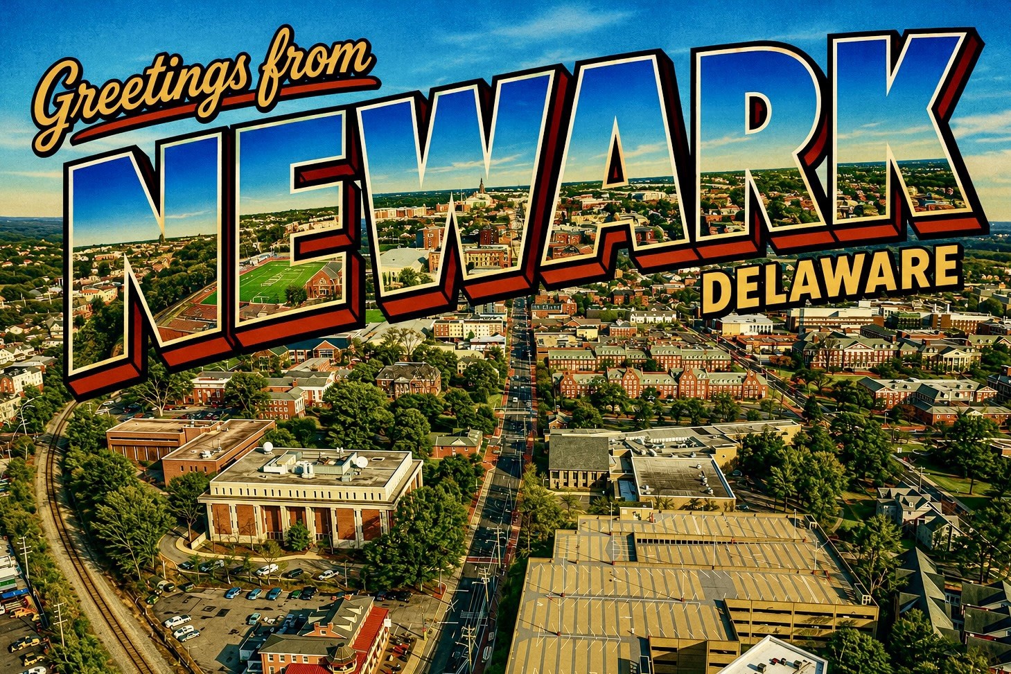 Greetings From Newark DELAWARE MODERN Postcard C687