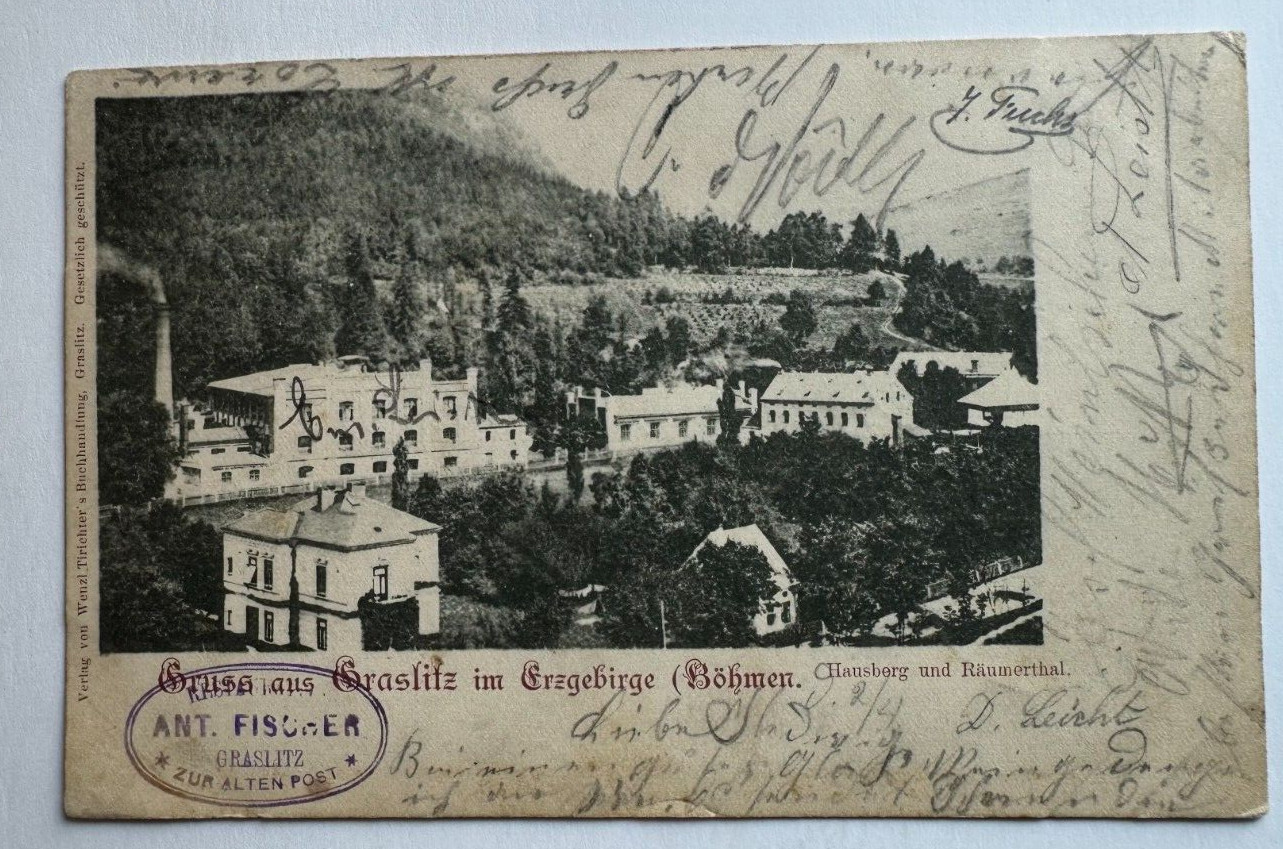 1903 Austria Postcard Gruss Aus Graslitz Greetings Mountains of Bohemia