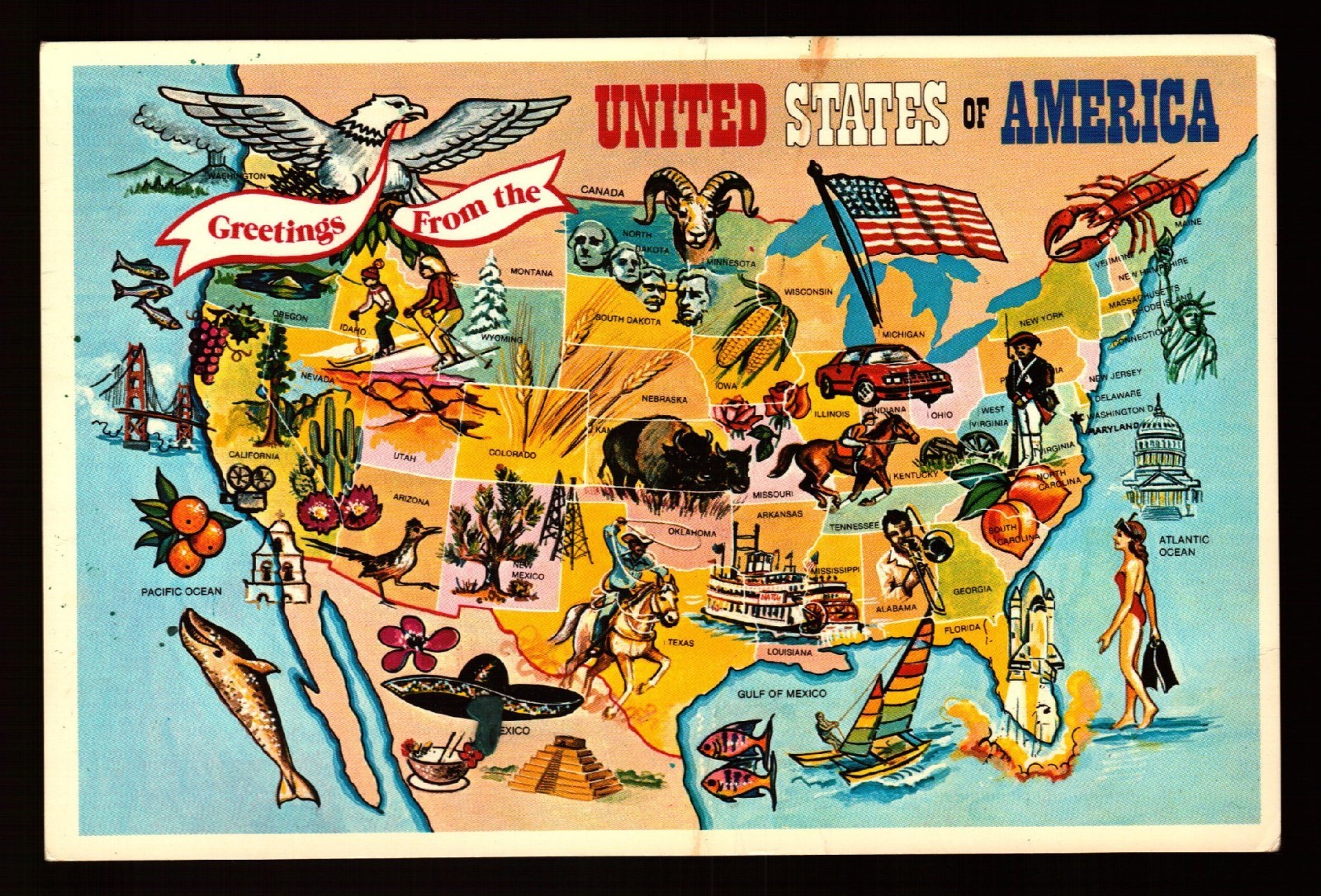 POSTCARD : DISTRICT OF COLUMBIA – WASHINGTON DC – UNITED STATES US MAP