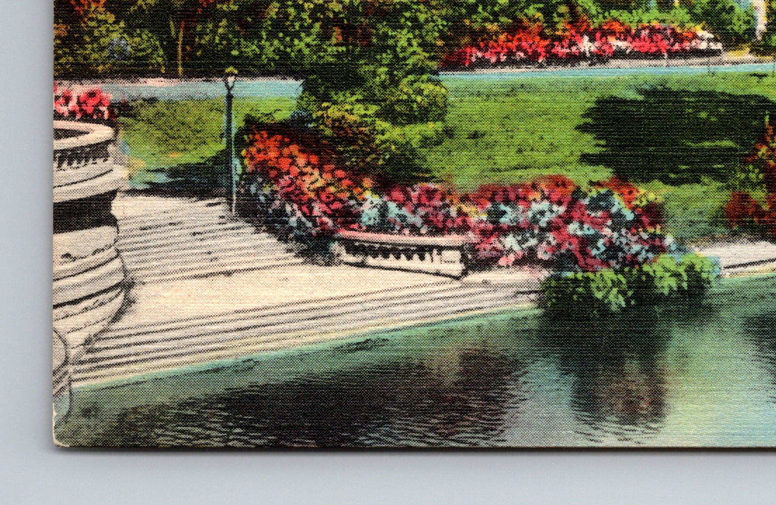 Linen Postcard Indianapolis IN Riverside Park Pavillion Boats