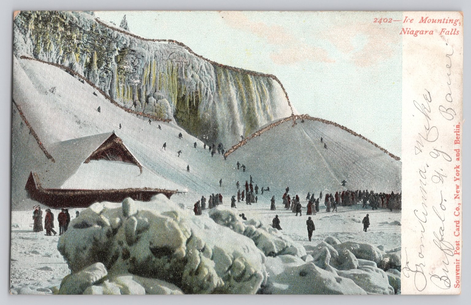 Niagara Falls Ice Mounting Souvenir Postcard c1910 – Souvenir Post Card Co.