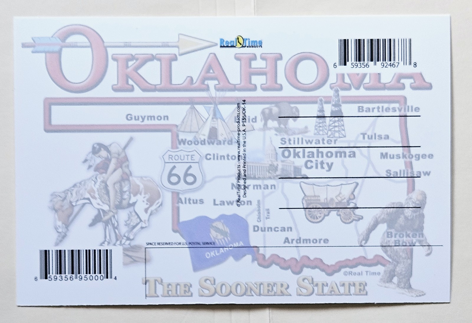 Oklahoma Postcards. State Maps.